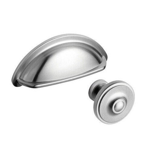 Courtier Brushed Nickel Effect Chunky Cup Handle & Knob 94mm - Home Up Design