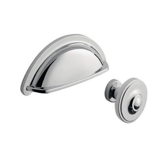 Courtier Polished Chrome Effect Chunky Cup Handle & Knob 94mm - Home Up Design