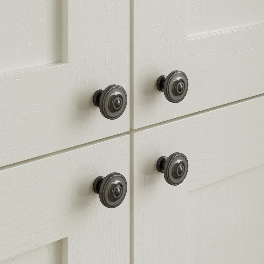 Howdens Courtier Antique Pewter Effect Chunky Cup Handle & Knob 94mm