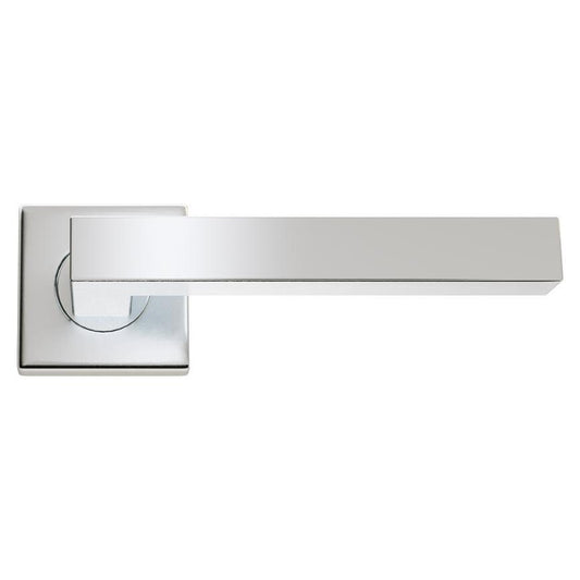 Howdens Burford Polished Stainless Steel Lever on Rose Door Handle Pair