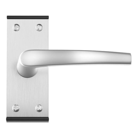 Howdens Eclipse Black End Cap Satin Aluminium Fire Rated Lever on Backplate Latch Door Handle Pair