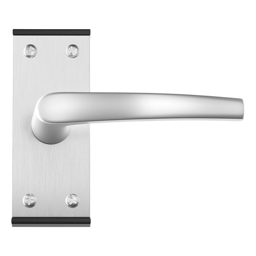 Howdens Eclipse Black End Cap Satin Aluminium Fire Rated Lever on Backplate Latch Door Handle Pair