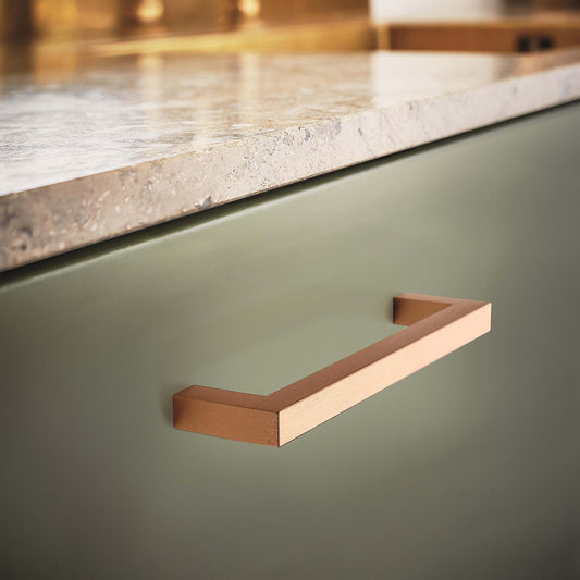 Furnipart Square 10 Handle & Knob Plato Brushed Brass Aluminium 128mm