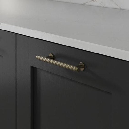 Howdens Fluted Handle & Knob 177.5mm 690mm Round Knob T- Knob Aged Brass Classic