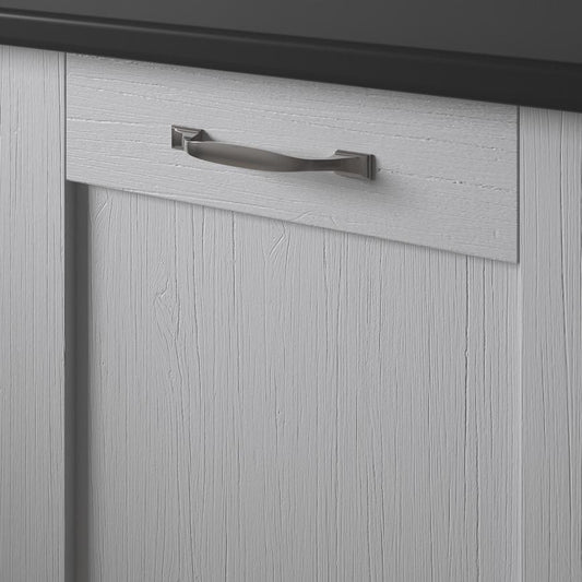 Howdens Earl Nickel Effect Classic D Cupboard Handle 172mm, Cup & Knob