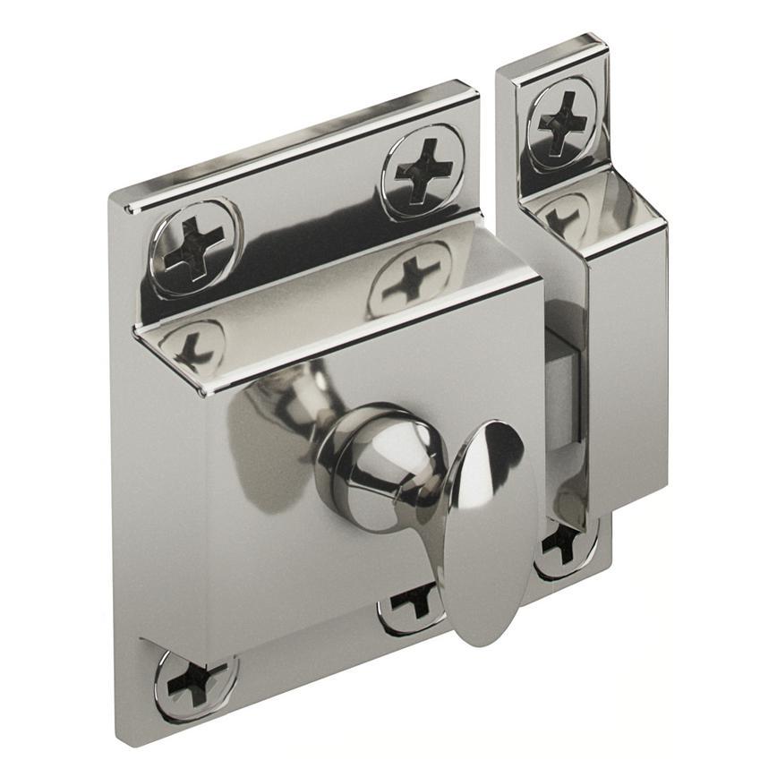 Howdens Highborn Polished Nickel Effect Classic Round Cupboard Door Knob, Cup & Latch