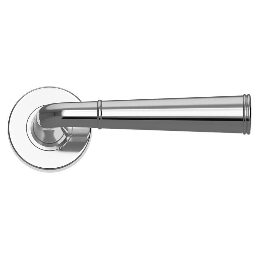 Fuller and Forge Arno Polished Chrome Lever on Rose Door Handle Pair Howdens