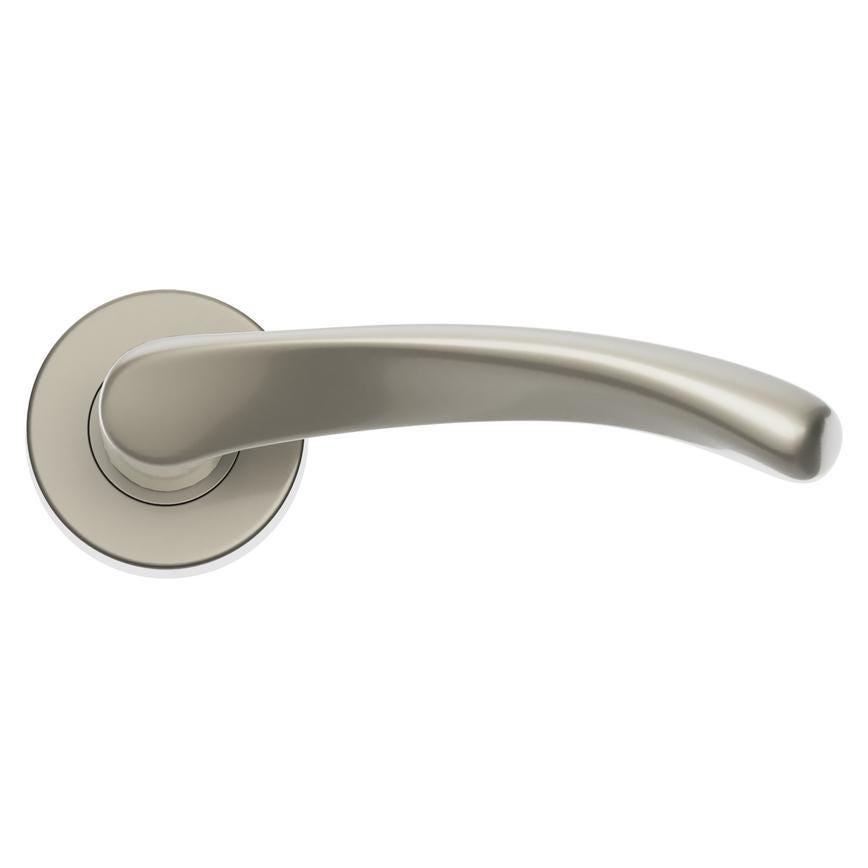Howdens Fuller and Forge Garda Satin Nickel Lever on Rose Door Handle Pair Howdens