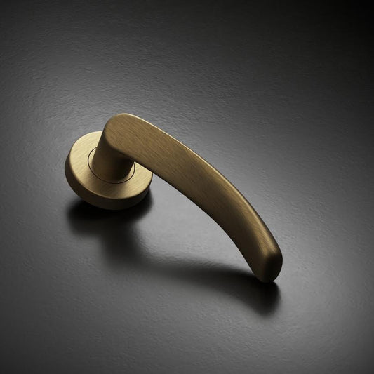 Fuller and Forge Garda Antique Brass Lever on Rose Door Handle Pair Howdens