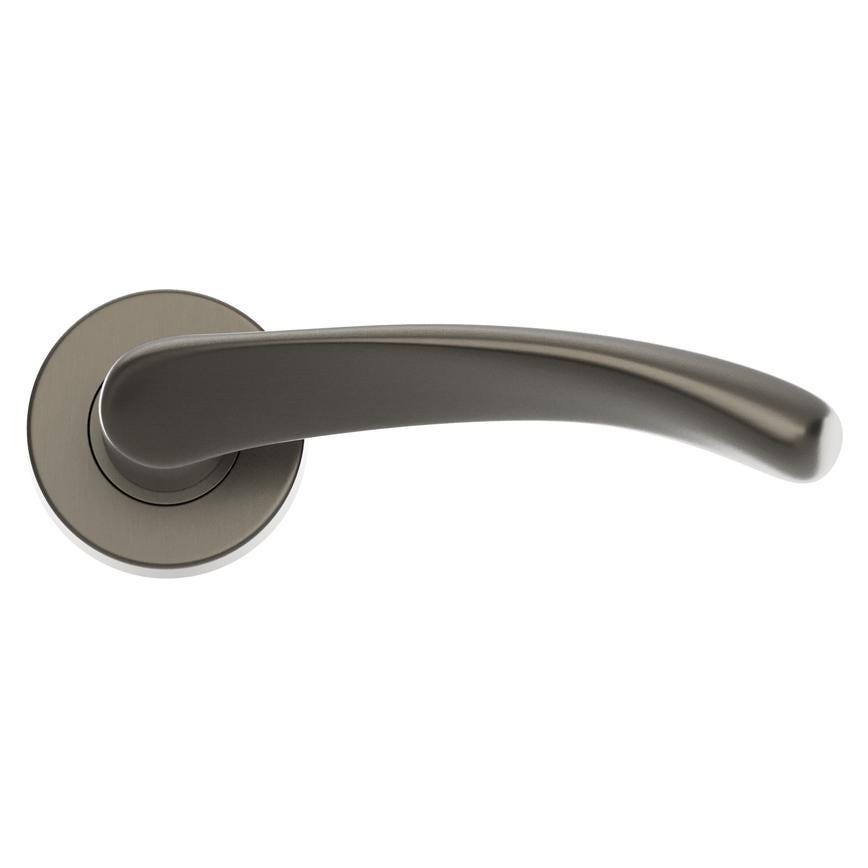 Fuller and Forge Garda Satin Bronze Lever on Rose Door Handle Pair Howdens