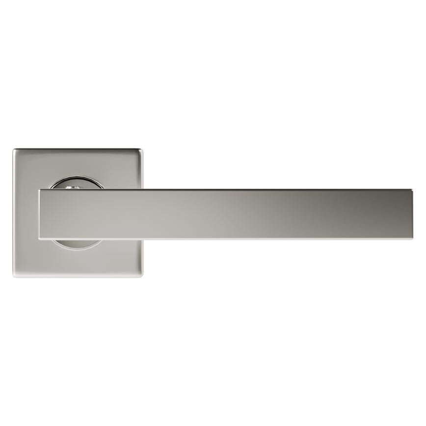 Howdens Burford Brushed Stainless Steel Lever on Rose Door Handle Pair
