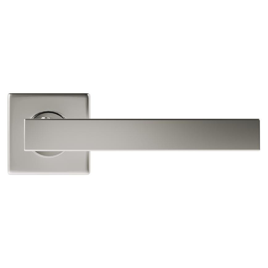 Howdens Burford Brushed Stainless Steel Lever on Rose Door Handle Pair