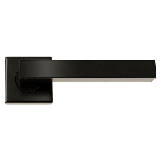 Howdens Burford Matt Black Lever on Rose Door Handle Pair