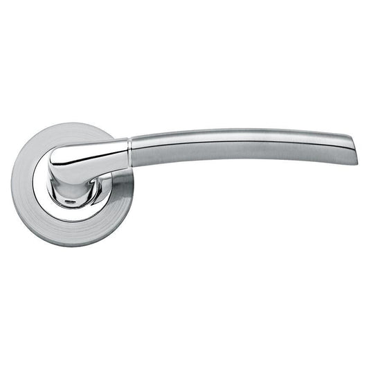 Howdens Newington Dual Tone Chrome Lever on Rose Door Handle Pair
