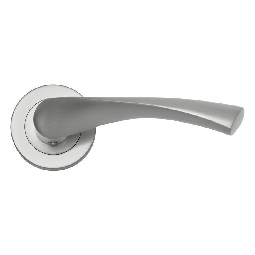 Howdens Sofia Satin Nickel Lever on Rose Door Handle Pair