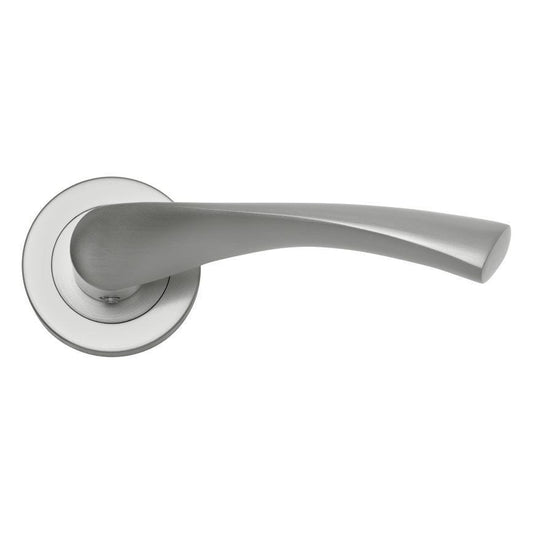 Howdens Sofia Satin Nickel Lever on Rose Door Handle Pair