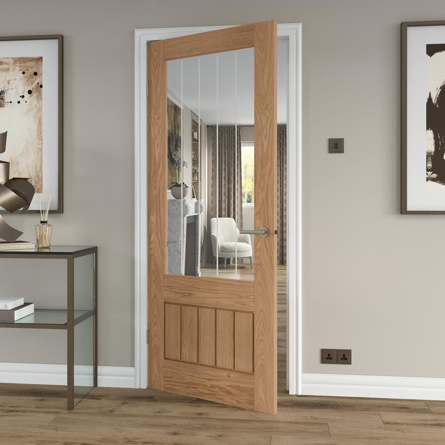 Howdens Cesano Polished Chrome Lever on Rose Door Handle Pair