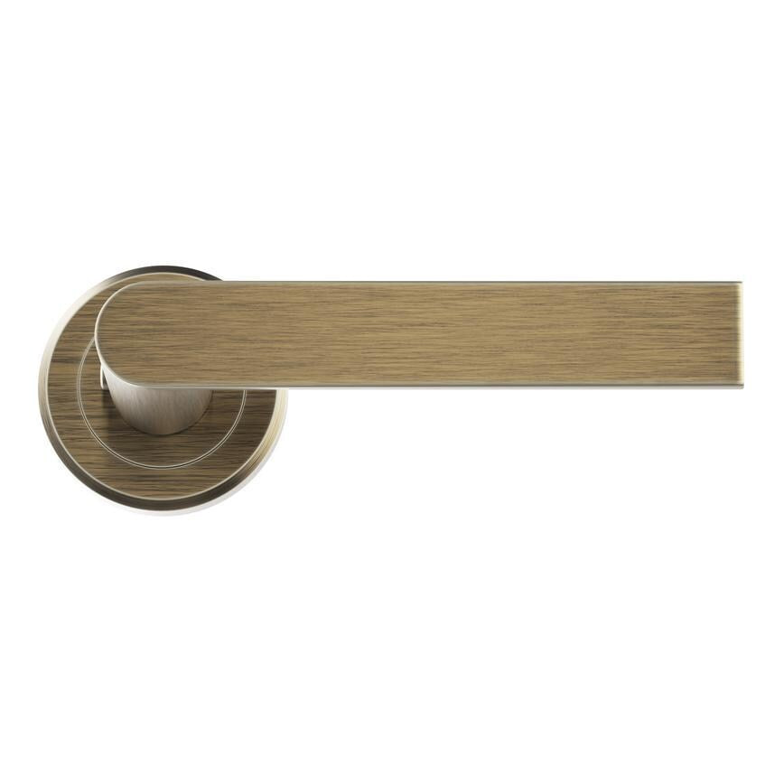 Howdens Carlisle Brass Serozzetta Edge Antique Brass Fire Rated Lever on Rose Door Handle Pair