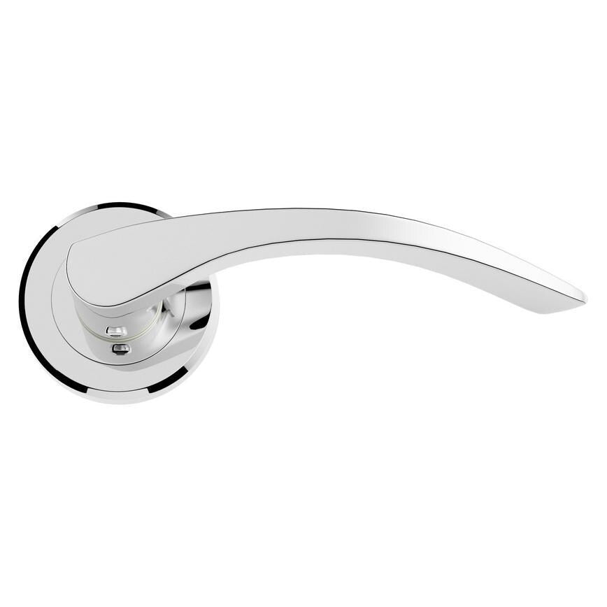 Howdens Carlisle Brass Serozzetta Olivier Polished Chrome Fire Rated Lever on Rose Door Handle Pair