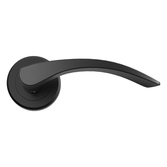 Howdens Carlisle Brass Serozzetta Olivier Matt Black Fire Rated Lever on Rose Door Handle Pair