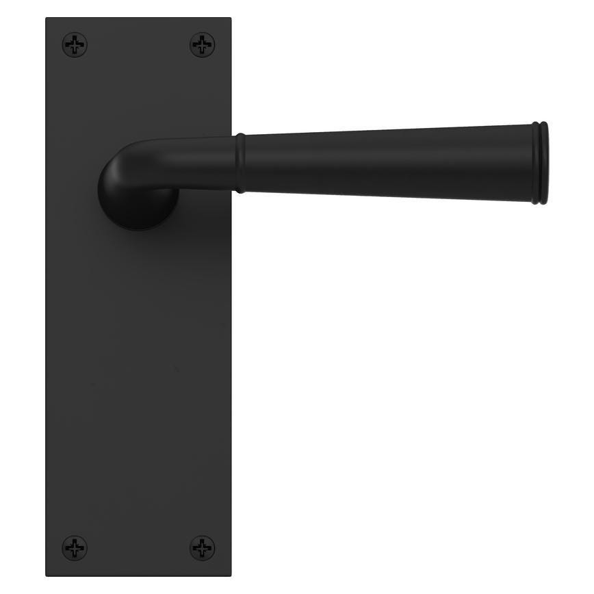 Howdens Fuller and Forge Arno Matt Black Lever on Backplate Latch Door Handle Pair Howdens