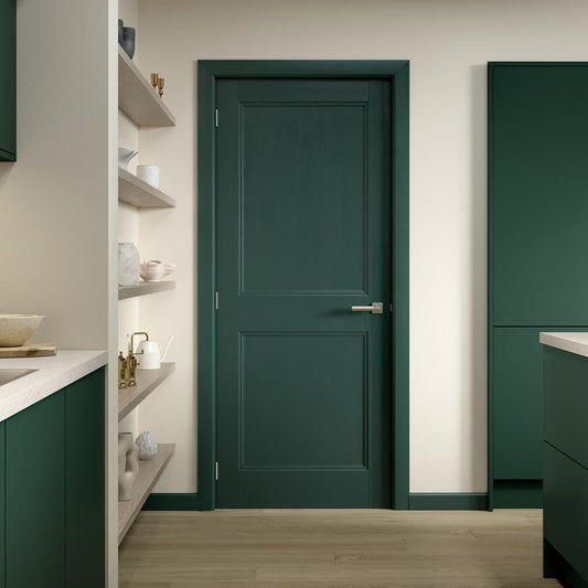 Howdens Fuller and Forge Tanaro Satin Nickel Hexagonal Lever on Rose Door Handle Pair Howdens