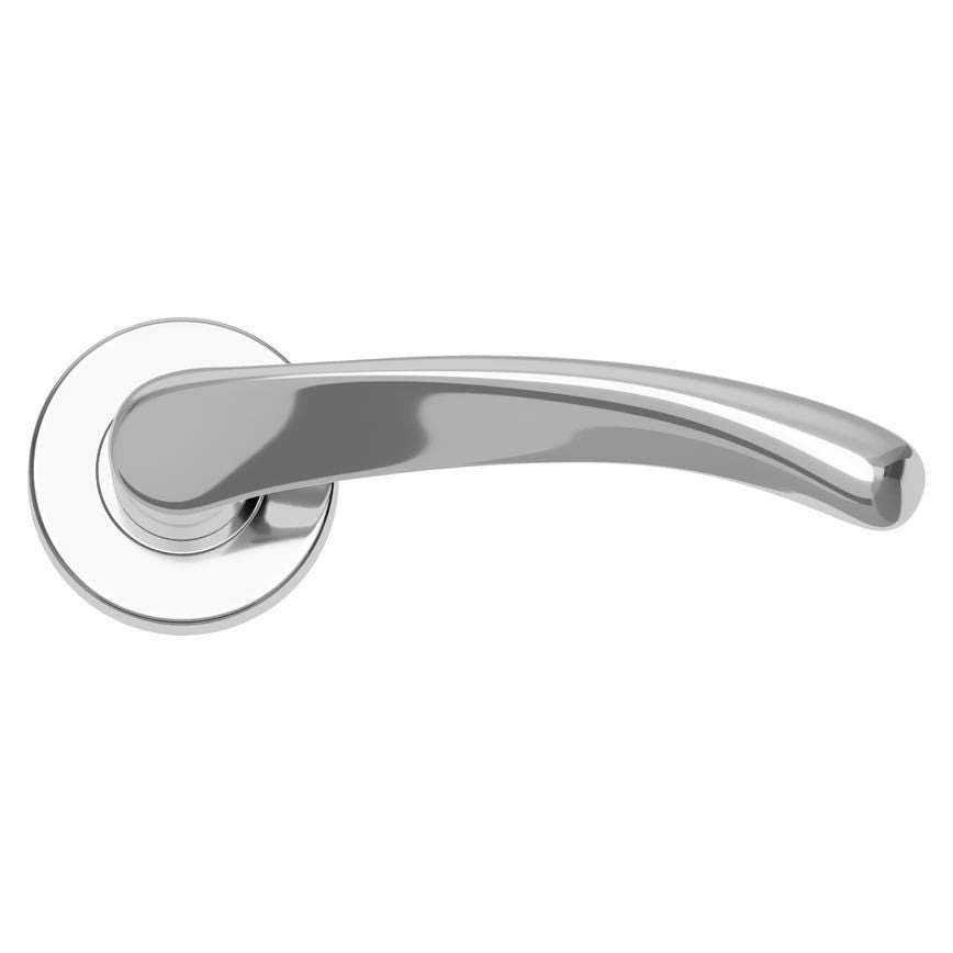 Fuller and Forge Garda Polished Chrome Lever on Rose Door Handle Pair Howdens