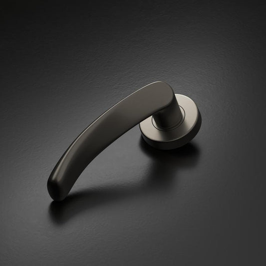 Fuller and Forge Garda Satin Bronze Lever on Rose Door Handle Pair Howdens