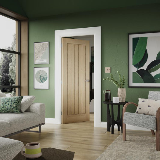 Howdens Burford Brushed Stainless Steel Lever on Rose Door Handle Pair