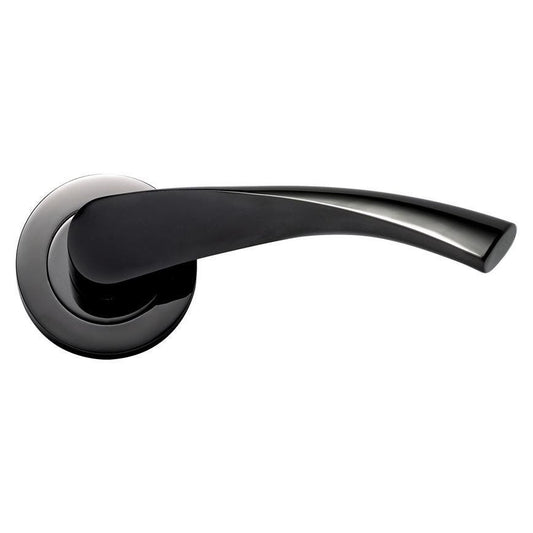 Howdens Sofia Polished Black Nickel Lever on Rose Door Handle Pair