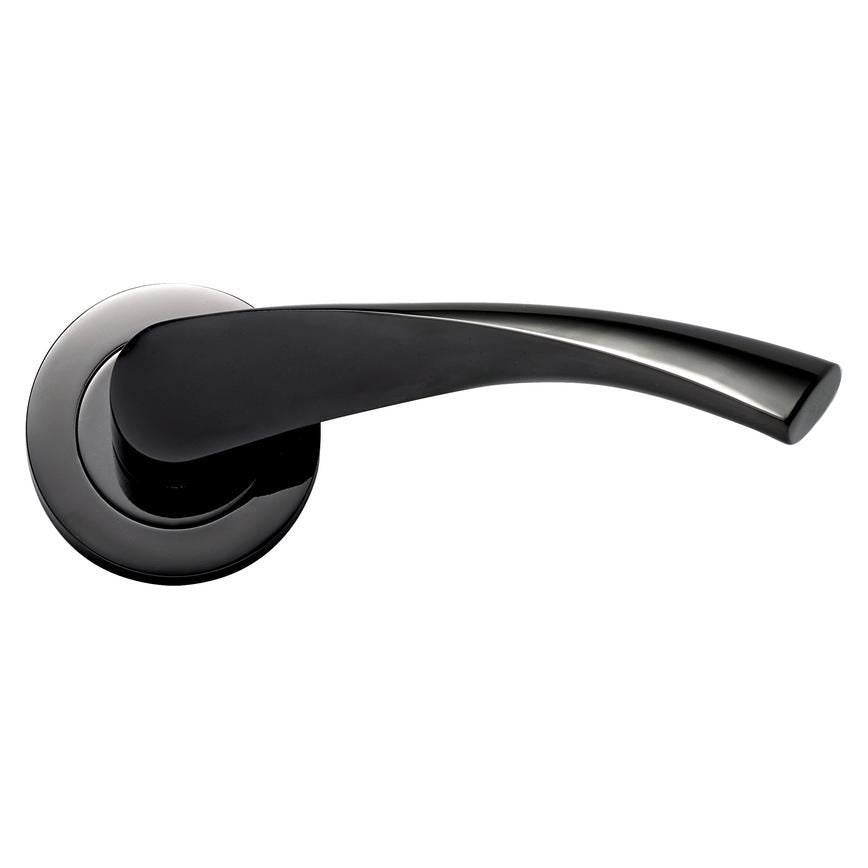 Howdens Sofia Polished Black Nickel Lever on Rose Door Handle Pair