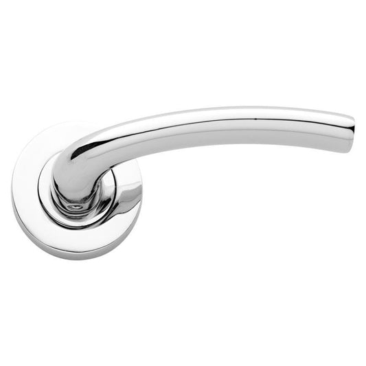 Howdens Yarwell Polished Chrome Lever on Rose Door Handle Pair