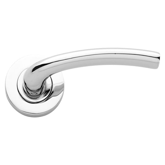 Howdens Yarwell Polished Chrome Lever on Rose Door Handle Pair