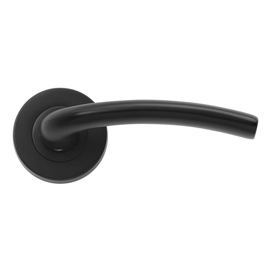 Howdens Yarwell Matt Black Lever on Rose Door Handle Pair