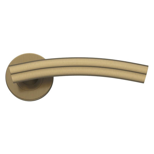 Howdens Turin Antique Brass Fire Rated Lever on Rose Door Handle Pair