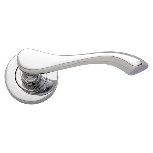 Howdens Fino Polished Chrome Lever on Rose Door Handle Pair
