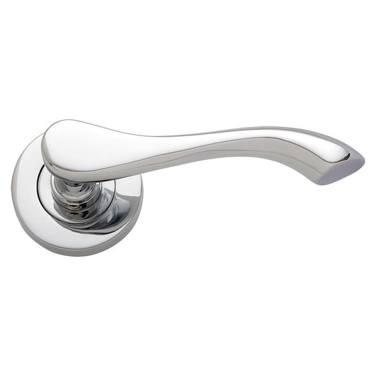 Howdens Fino Polished Chrome Lever on Rose Door Handle Pair