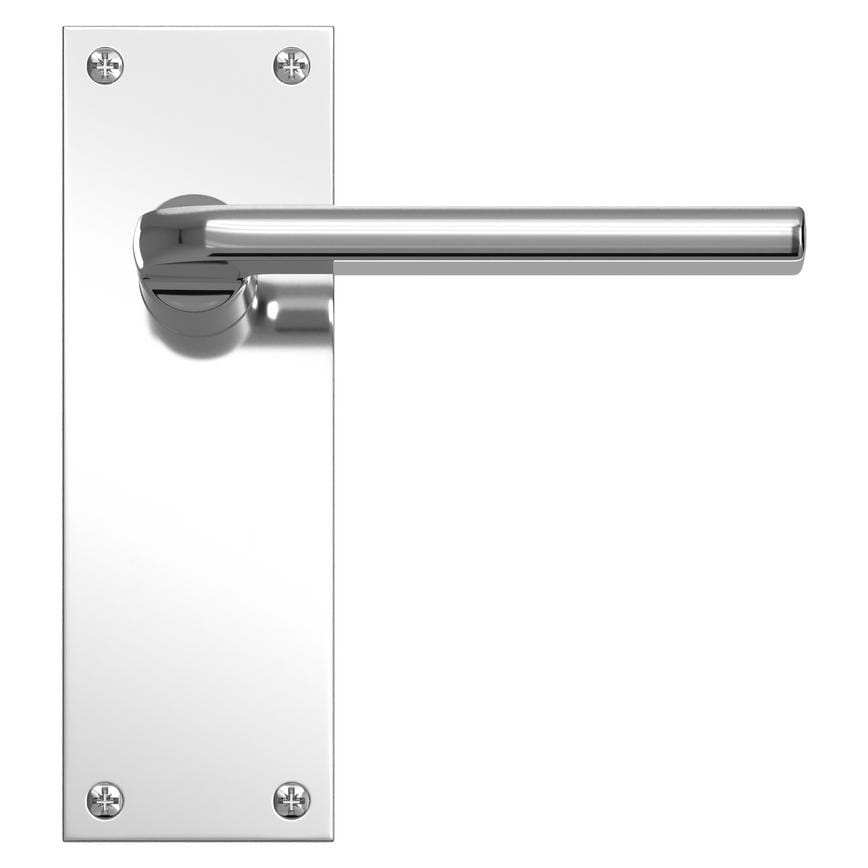 Fuller and Forge Munch Polished Chrome Lever on Slim Backplate Latch Door Handle Pair Howdens