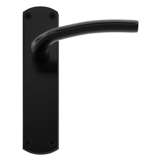 Howdens Yarwell Matt Black Lever on Backplate Latch Door Handle Pair