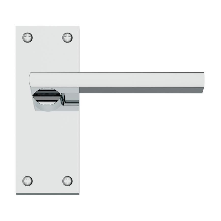 Howdens Auriga Polished Chrome Lever on Backplate Latch Door Handle Pair