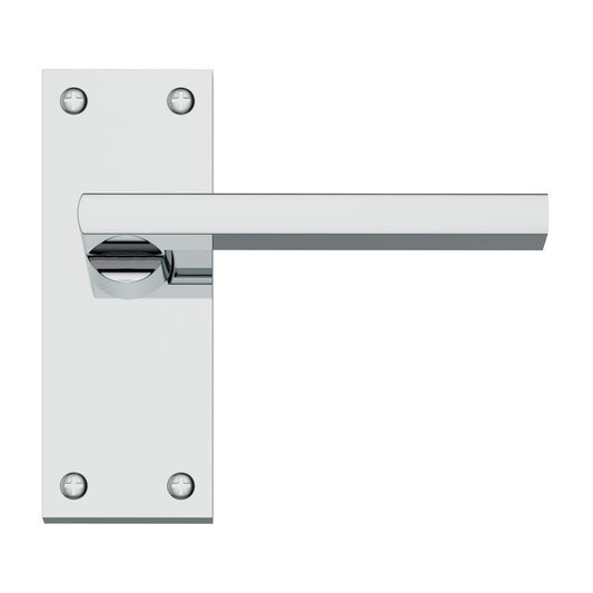Howdens Auriga Polished Chrome Lever on Backplate Latch Door Handle Pair