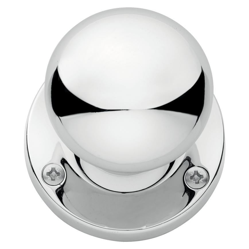 Howdens Victorian Polished Chrome 62mm Round Mortice Knob on Rose Pair