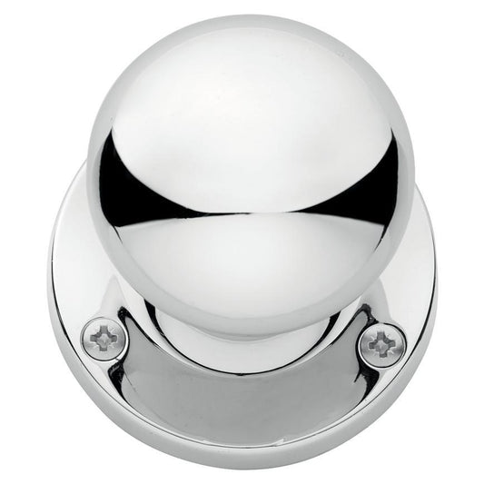 Howdens Victorian Polished Chrome 62mm Round Mortice Knob on Rose Pair