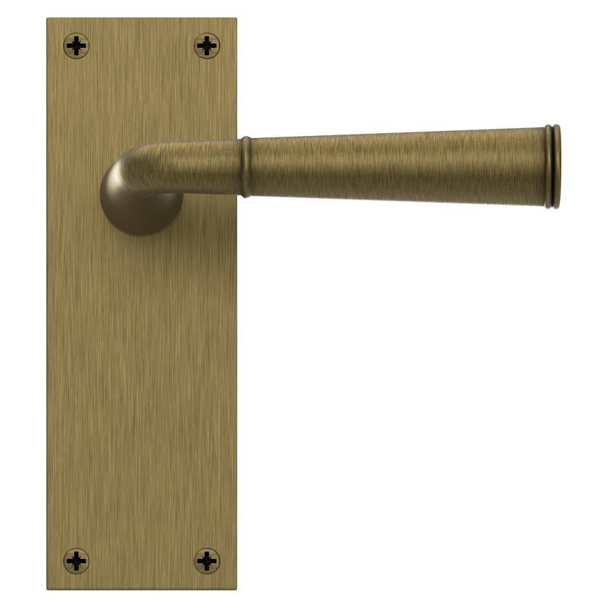 Howdens Fuller and Forge Arno Satin Nickel Lever on Backplate Latch Door Handle Pair Howdens