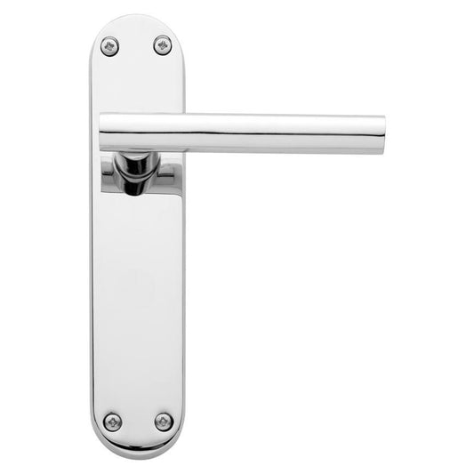 Howdens Cesano Polished Chrome Lever on Backplate Latch Door Handle Pair