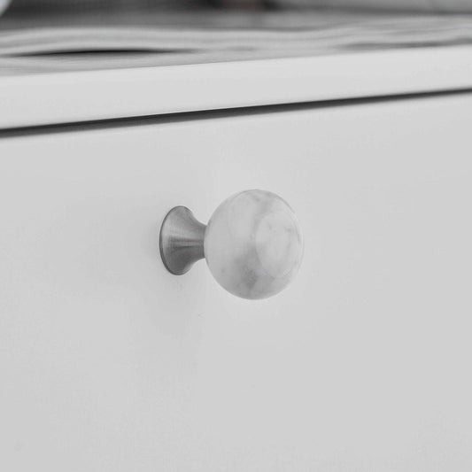 Furnipart Bead Straight Knob Marble White & Green 28mm Diameter