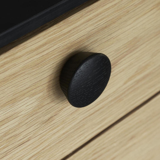 Furnipart Beret Oak Clear Lacquered & Black Wooden Knob 45mm
