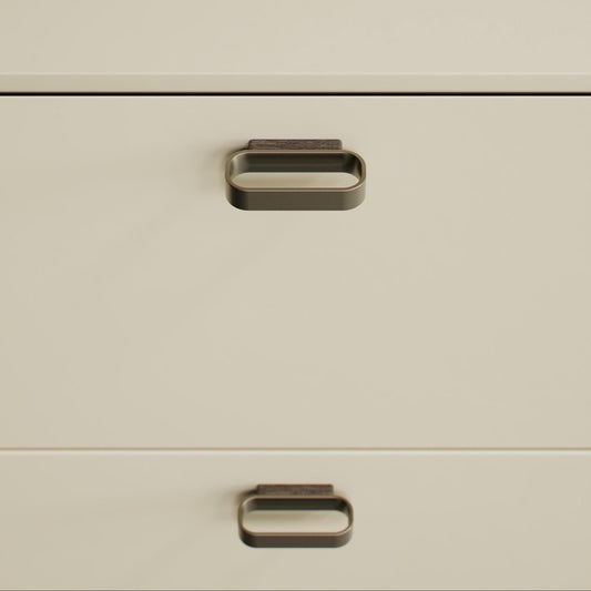 Furnipart Race Dark Brown Oak & Brushed Brass Wood Handle 32mm 96mm