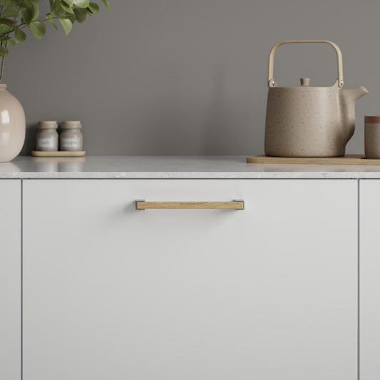 Furnipart Segment Clear Lacquered Oak Inox Wood Handle 160mm & T-Knob