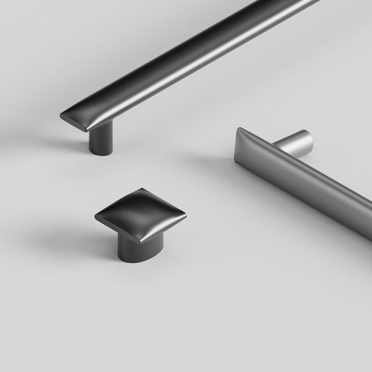 Furnipart Flow Gun Metal Handle 160mm, 320mm & Knob